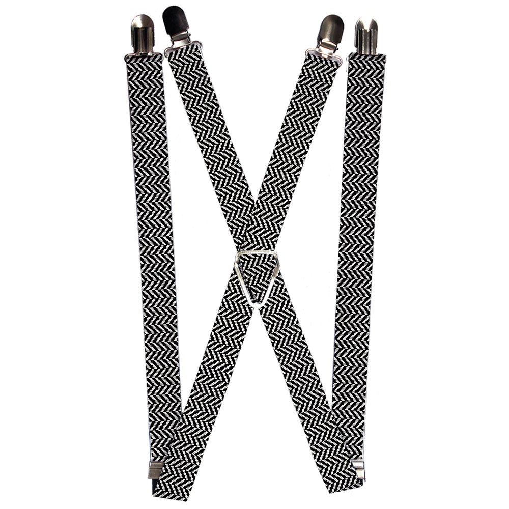 Suspenders - Herringbone Jagged Black/White
