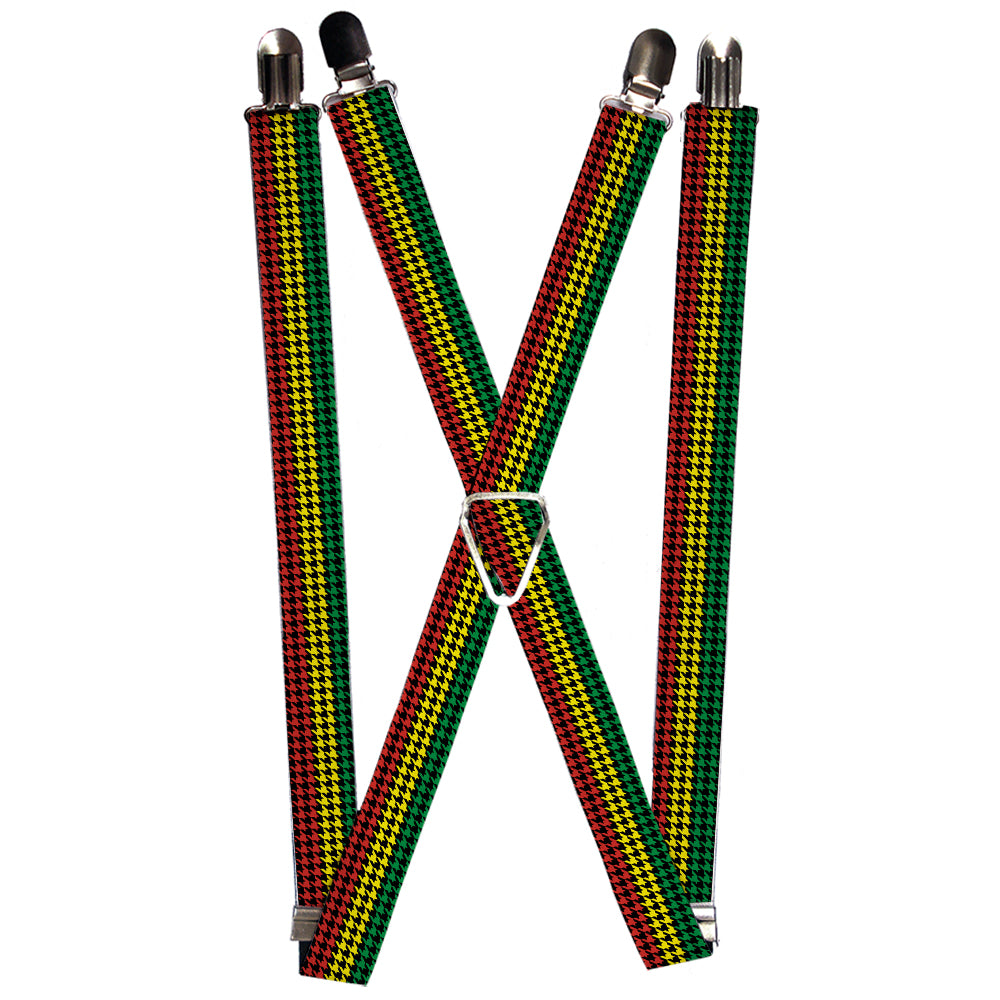 Suspenders - Houndstooth Black/Rasta