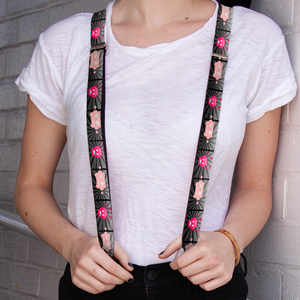 Suspenders - Hot Beat Bot Pink