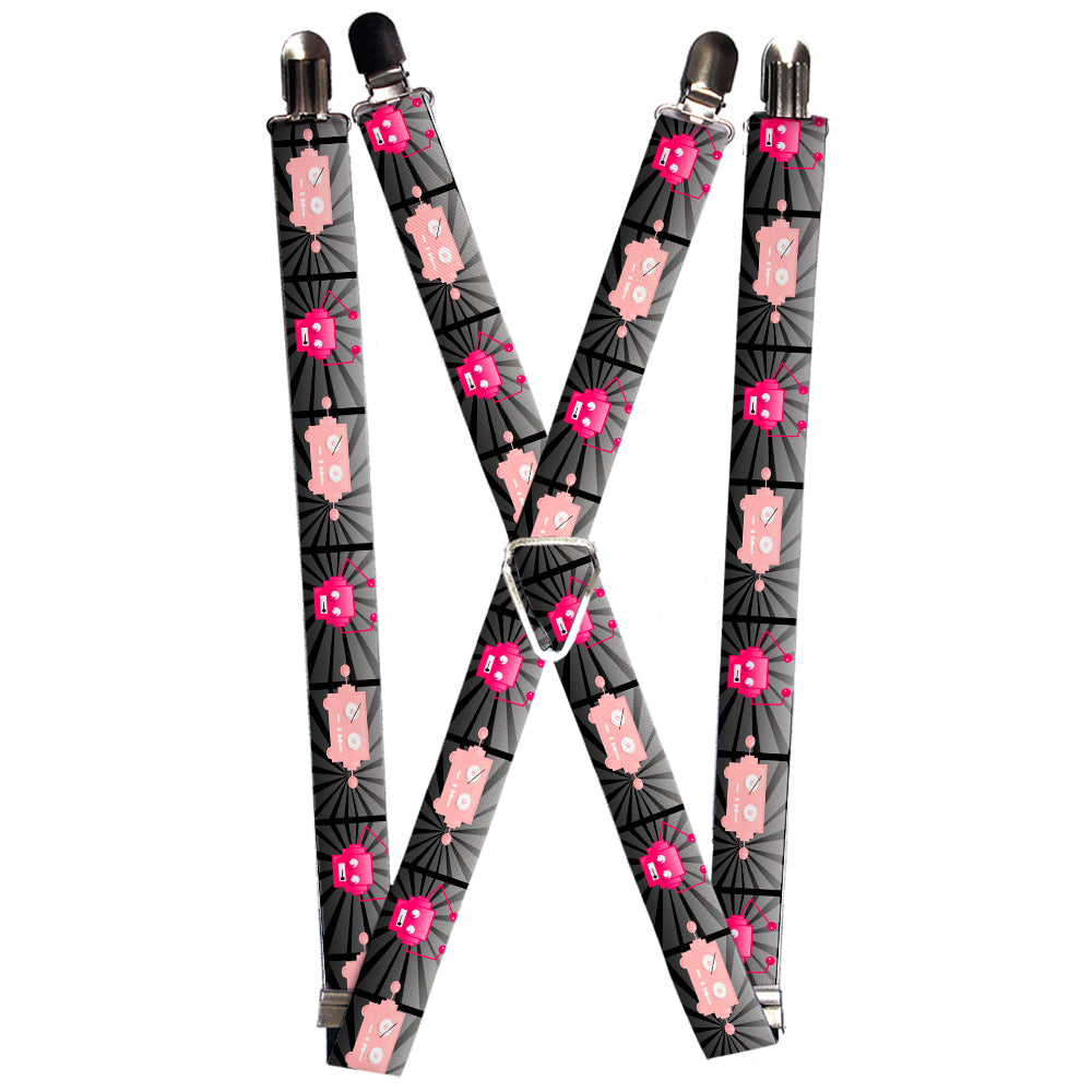 Suspenders - Hot Beat Bot Pink