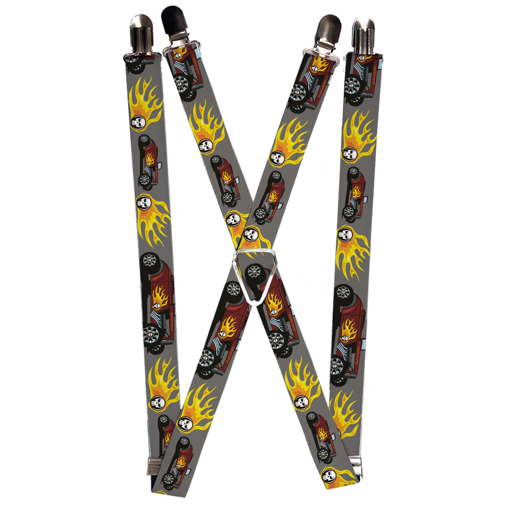 Suspenders - Hot Rod w/Flame Skull