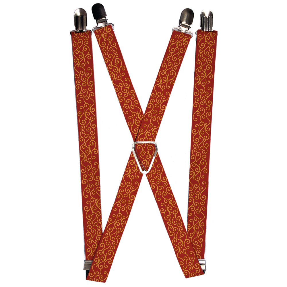 Suspenders - Holiday Trim Swirls Red/Gold