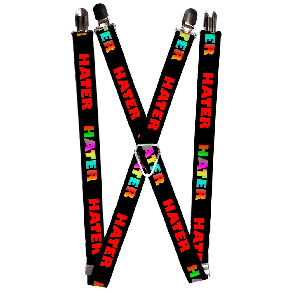 Suspenders - HATER Black/Red/Rainbow Fade Suspenders Buckle-Down 1.0-Inch Wide Regular