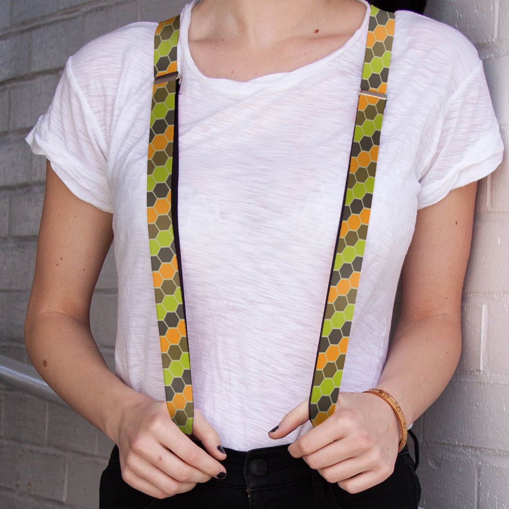 Suspenders - Honeycomb Greens/Orange
