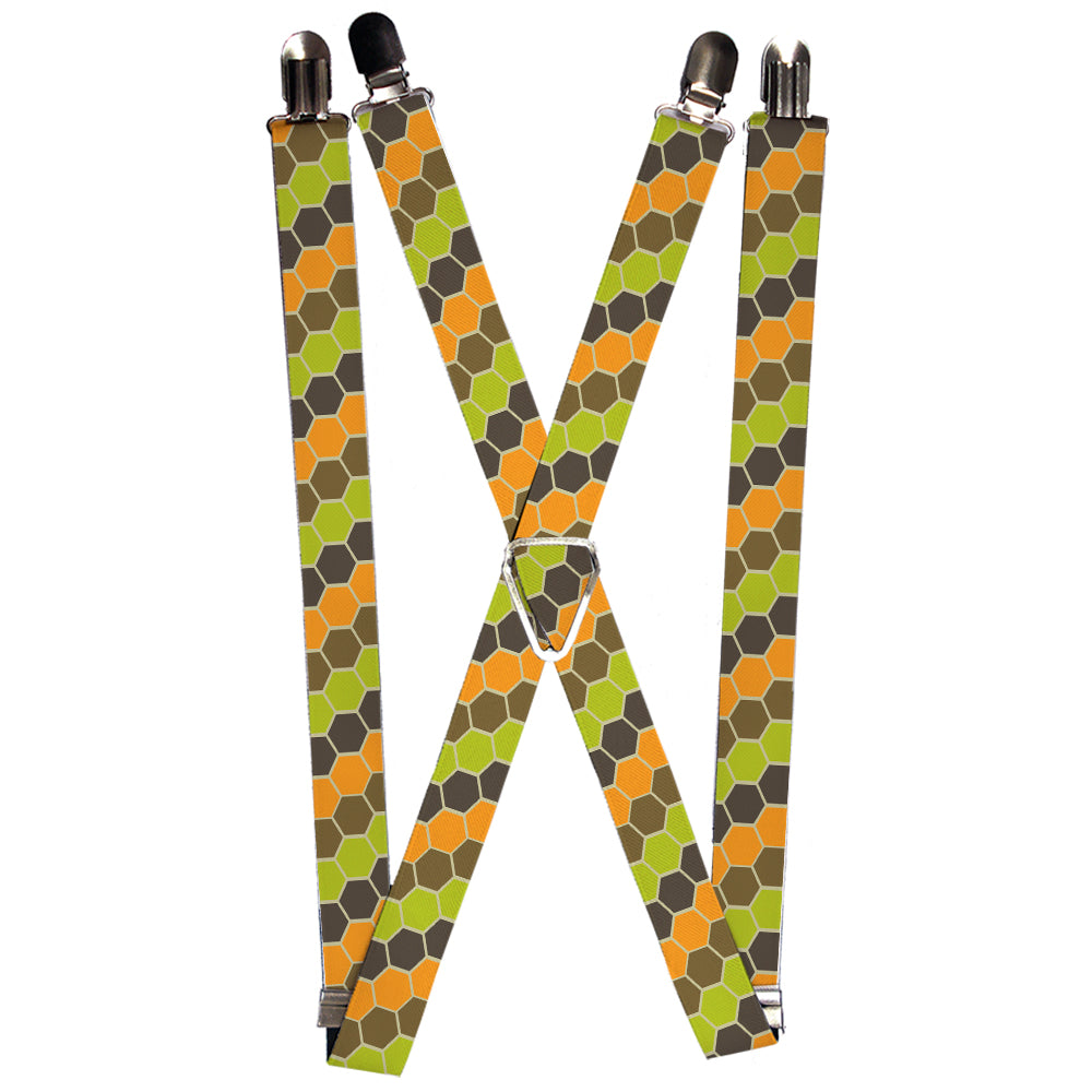 Suspenders - Honeycomb Greens/Orange