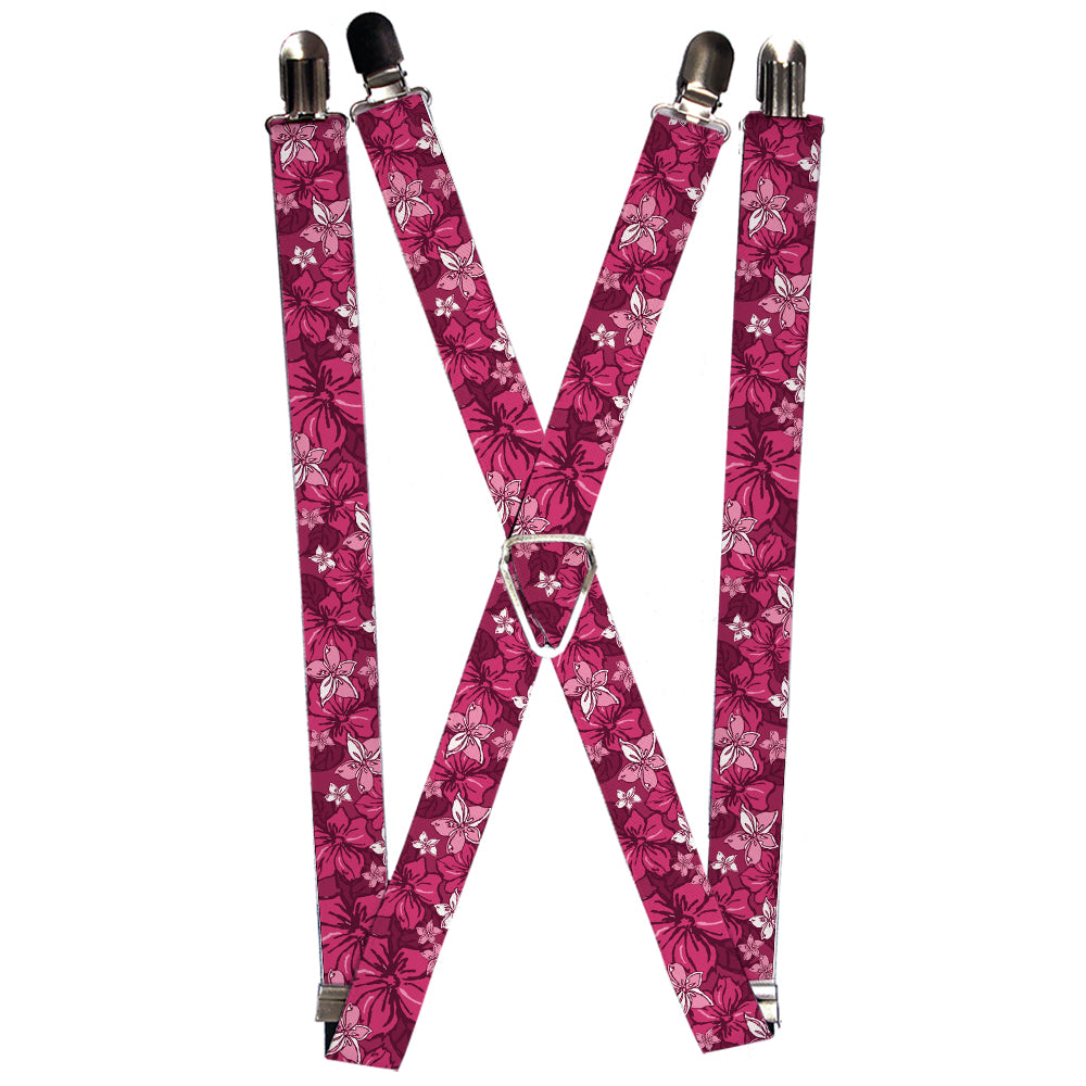 Suspenders - Hibiscus Collage Pink Shades