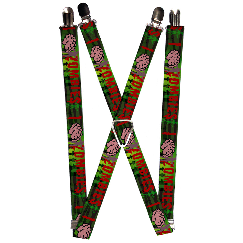 Suspenders - I "Brain" ZOMBIES Black/Green/Red