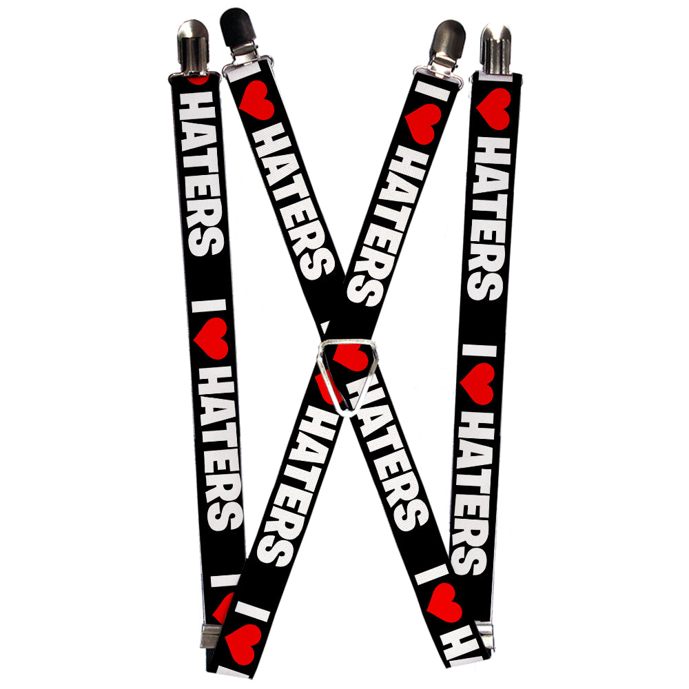 Suspenders - I "Heart" HATERS Black/White/Red