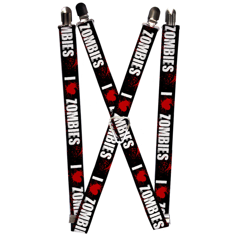 Suspenders - I "HEART" ZOMBIES Black/White/Red Splatter Suspenders Buckle-Down 1.0-Inch Wide Regular