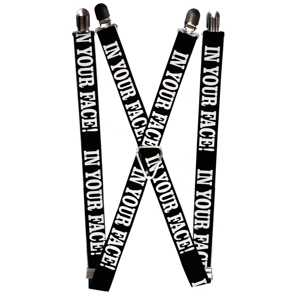 Suspenders - IN YOUR FACE Black/White Suspenders Buckle-Down 1.0-Inch Wide Regular