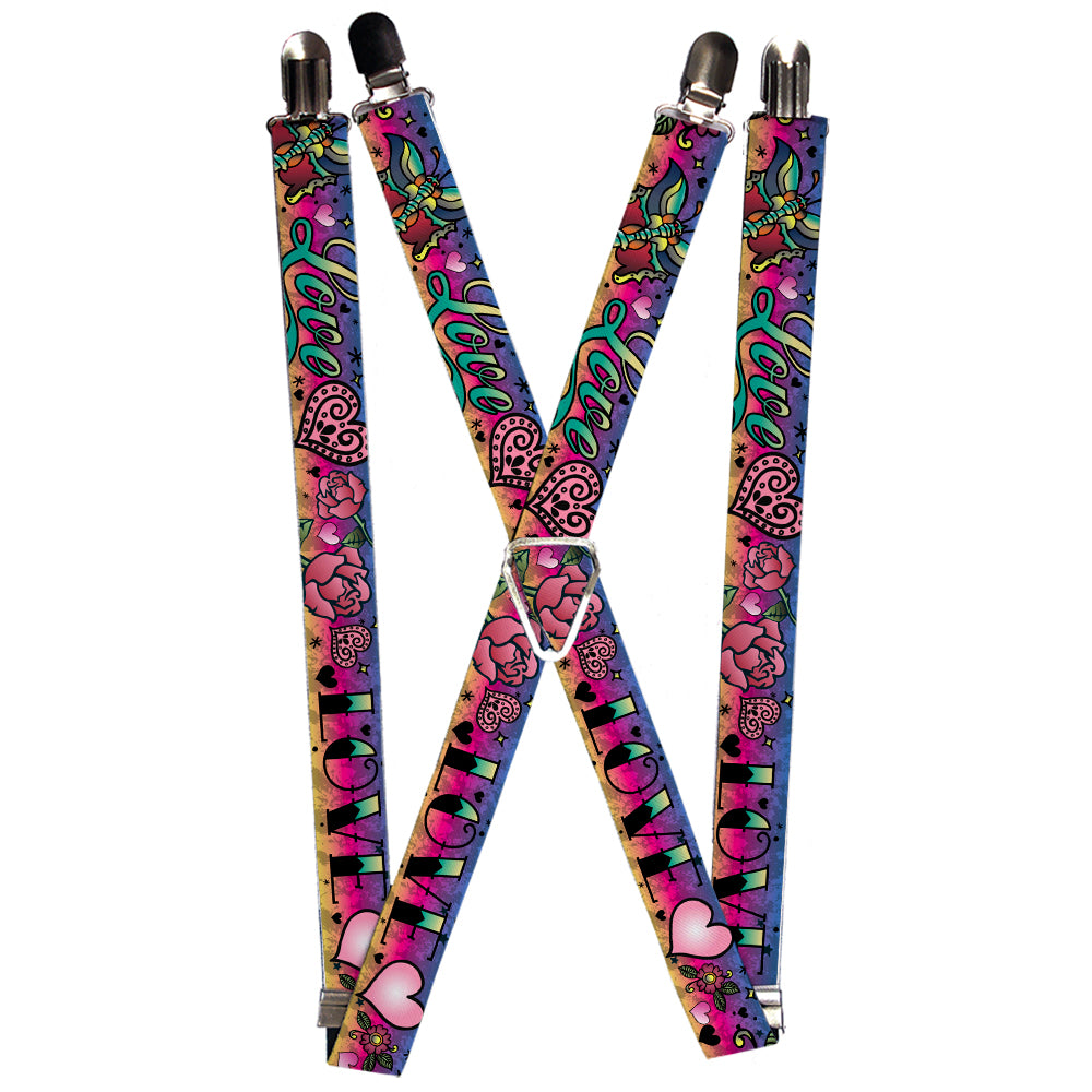Suspenders - Love Love Purple Suspenders Buckle-Down 1.0-Inch Wide Regular