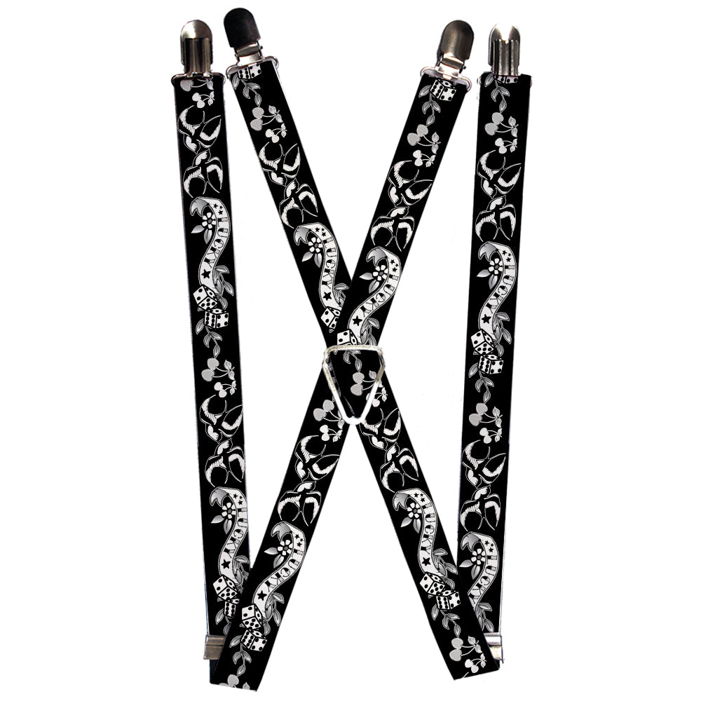 Suspenders - Lucky Black/White Suspenders Buckle-Down