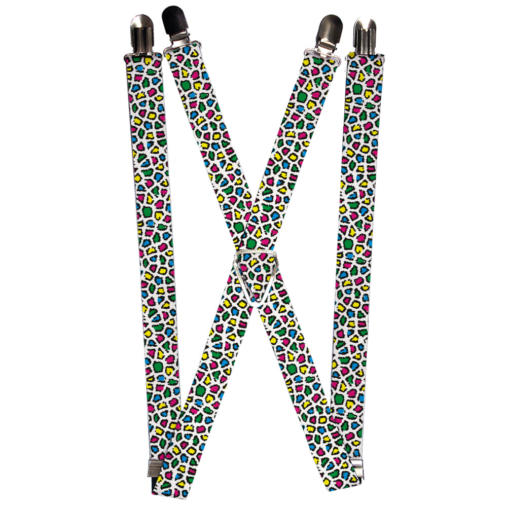 Suspenders - Leopard White/Multi Color Suspenders Buckle-Down 1.0-Inch Wide Regular