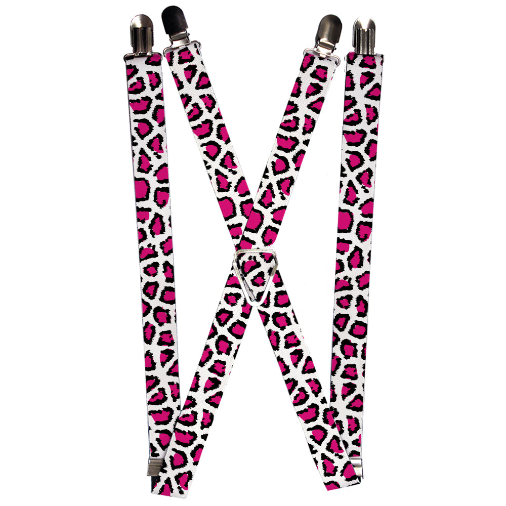 Suspenders - Leopard White/Fuchsia Suspenders Buckle-Down 1.0-Inch Wide Regular