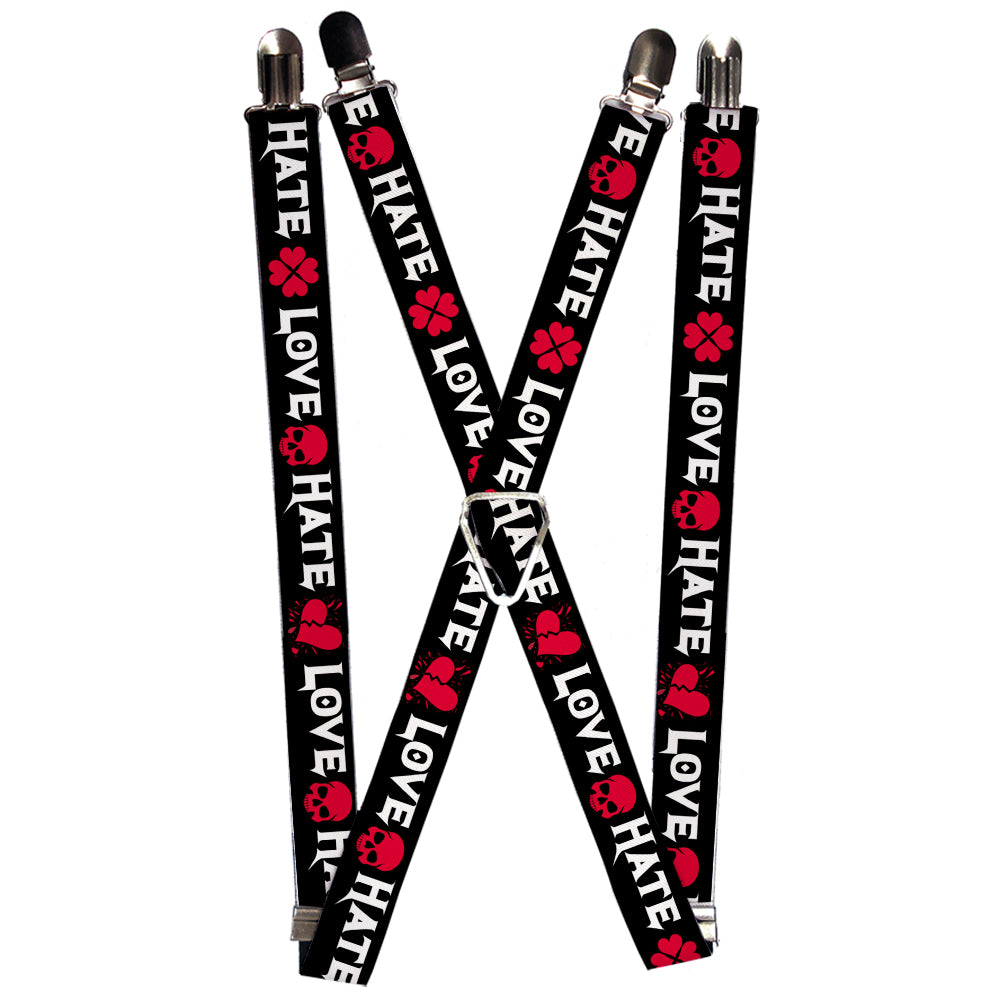Suspenders - Love/Hate Black/White/Fuchsia Suspenders Buckle-Down 1.0-Inch Wide Regular