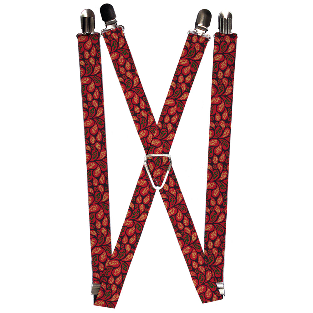 Suspenders - Leaves Swirl Navy/Burgundy Suspenders Buckle-Down 1.0-Inch Wide Regular