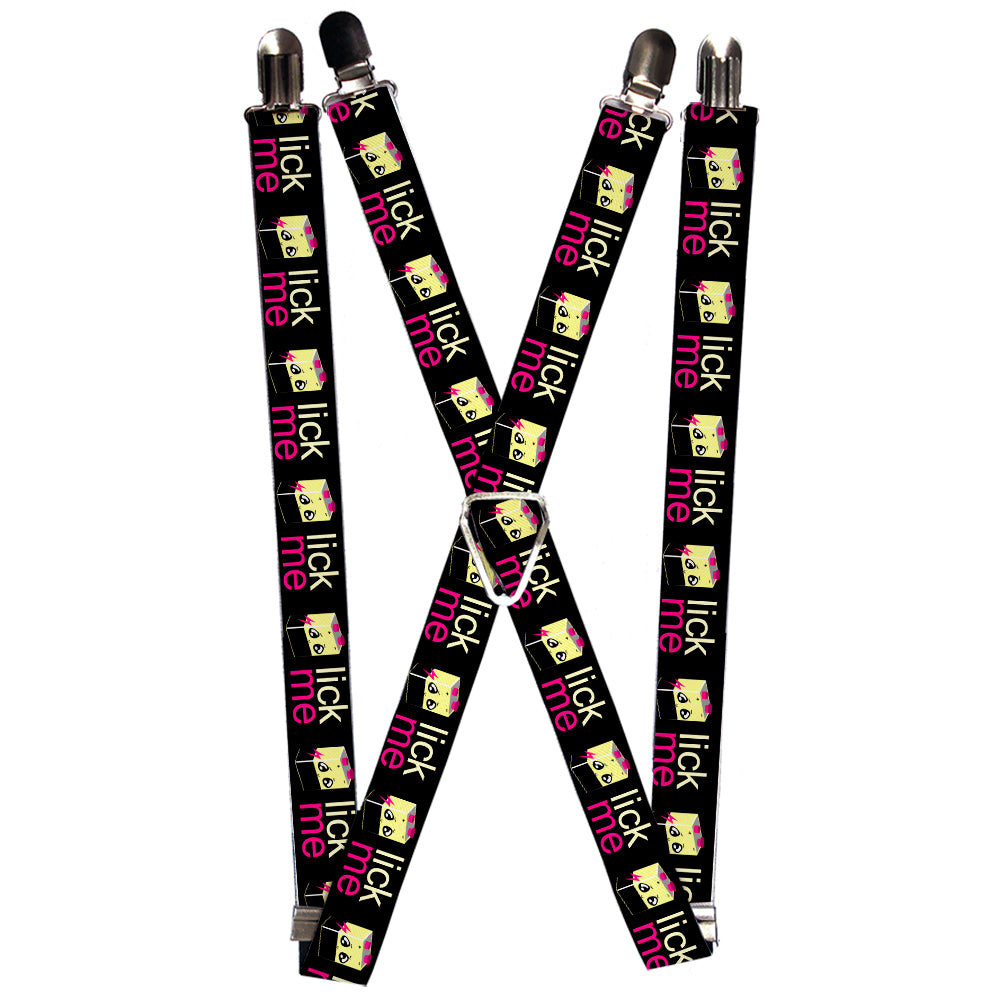 Suspenders - LICK ME Battery Cartoon Suspenders Buckle-Down 1.0-Inch Wide Regular