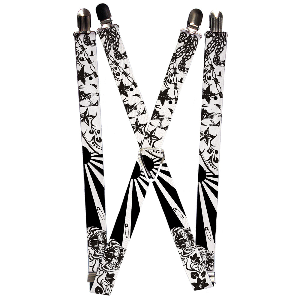Suspenders - Madness White/Black Suspenders Buckle-Down