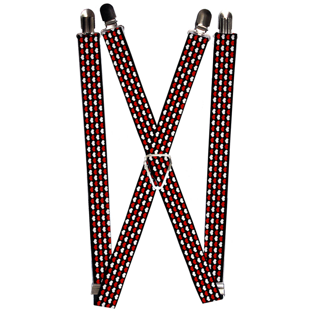 Suspenders - Mini Hearts Black/Red/White Suspenders Buckle-Down 1.0-Inch Wide Regular