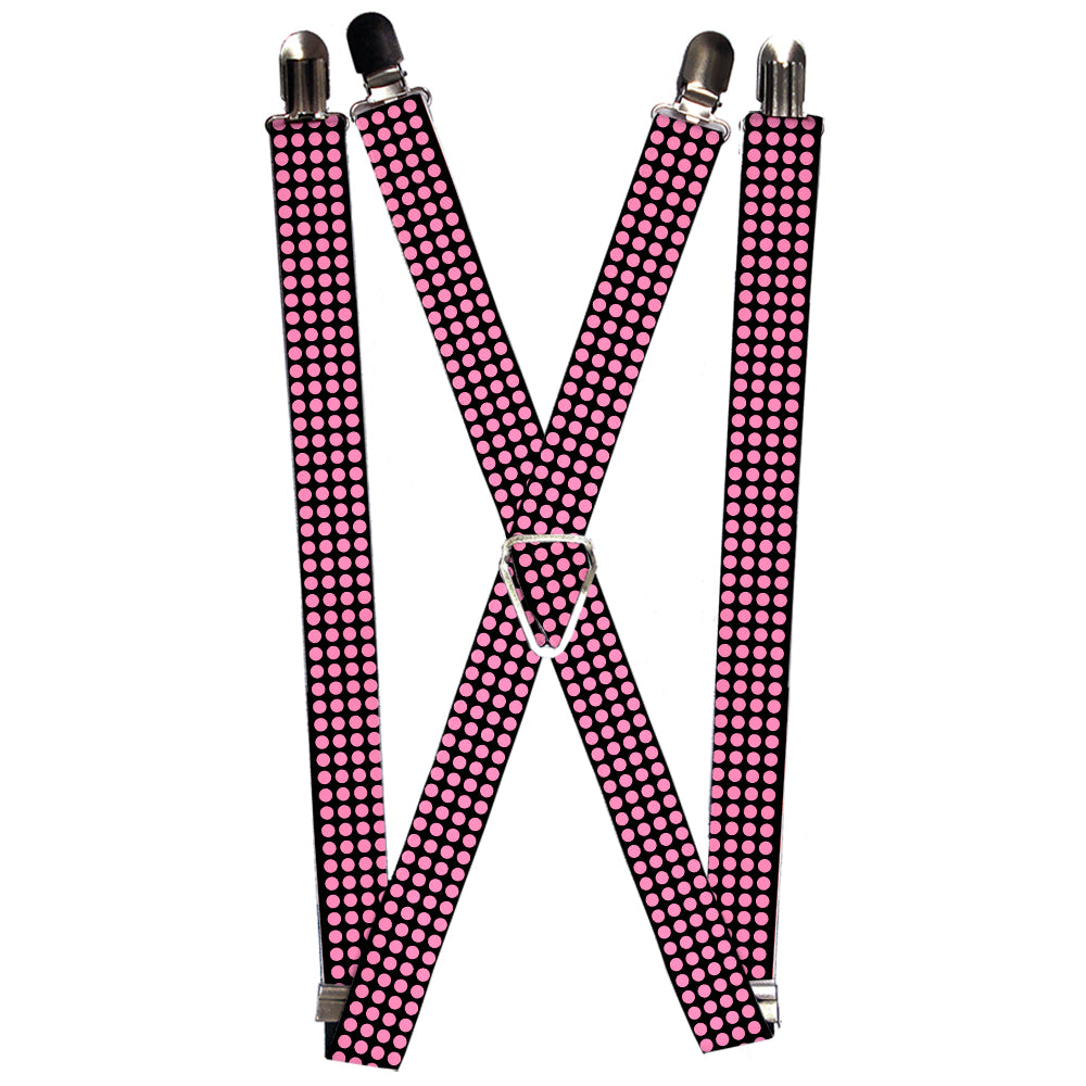 Suspenders - Mini Polka Dots Black/Pink Suspenders Buckle-Down 1.0-Inch Wide Regular