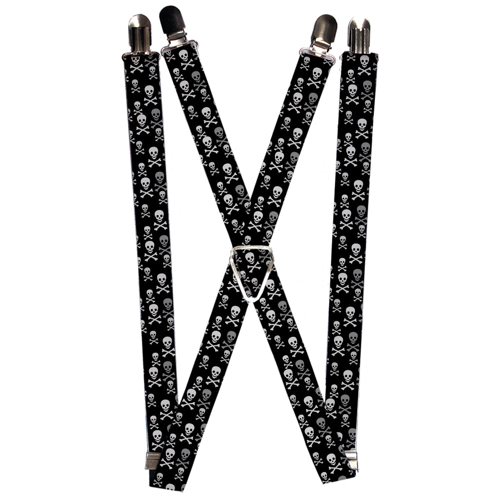 Suspenders - Multi Skull Black/Gray Suspenders Buckle-Down 1.0-Inch Wide Regular