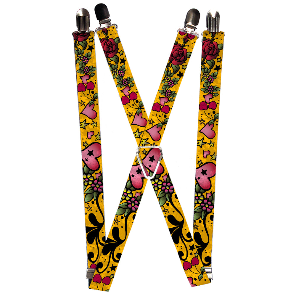 Suspenders - Mom & Dad CLOSE-UP Yellow Suspenders Buckle-Down 1.0-Inch Wide Regular