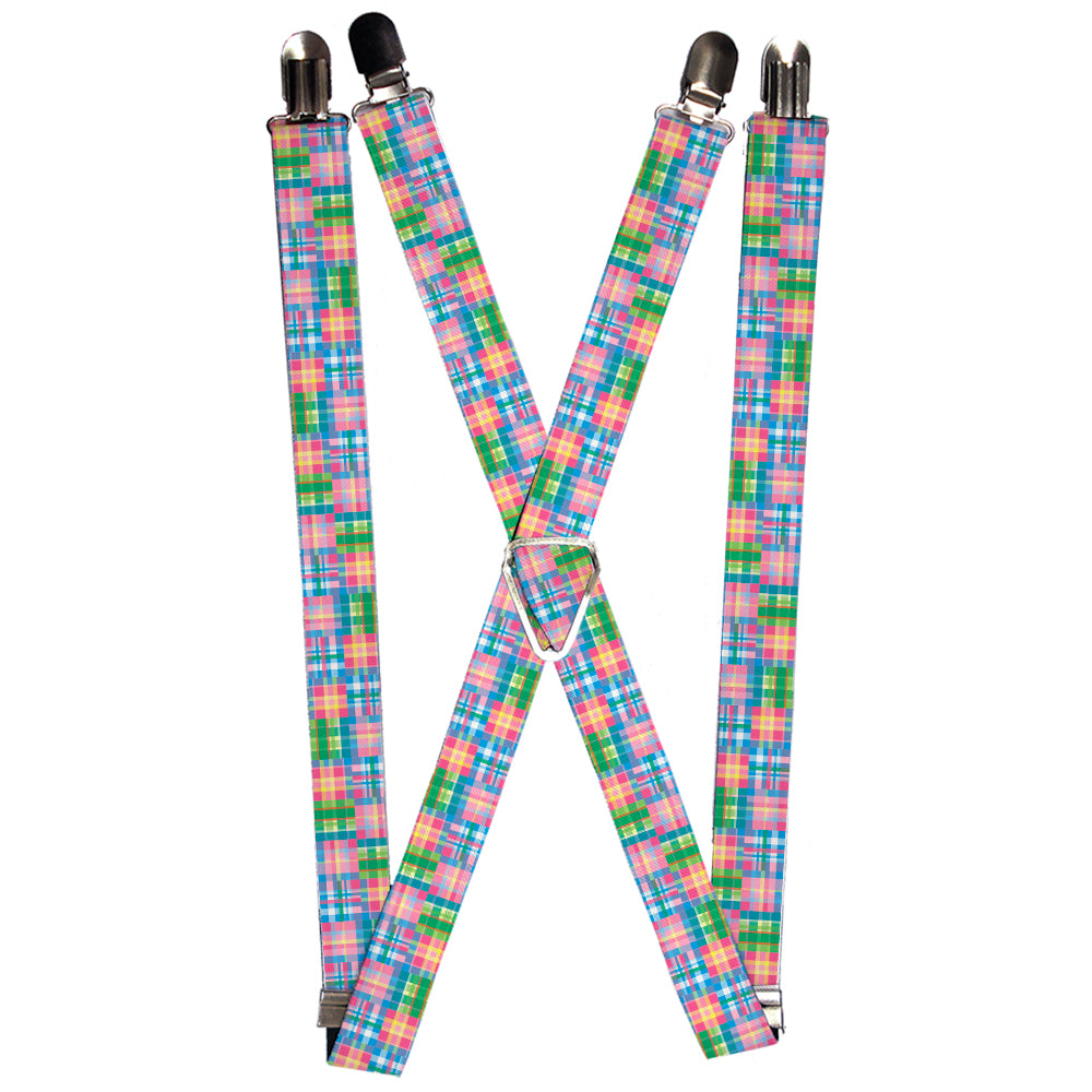 Suspenders - Madras Plaid Pink Suspenders Buckle-Down 1.0-Inch Wide Regular