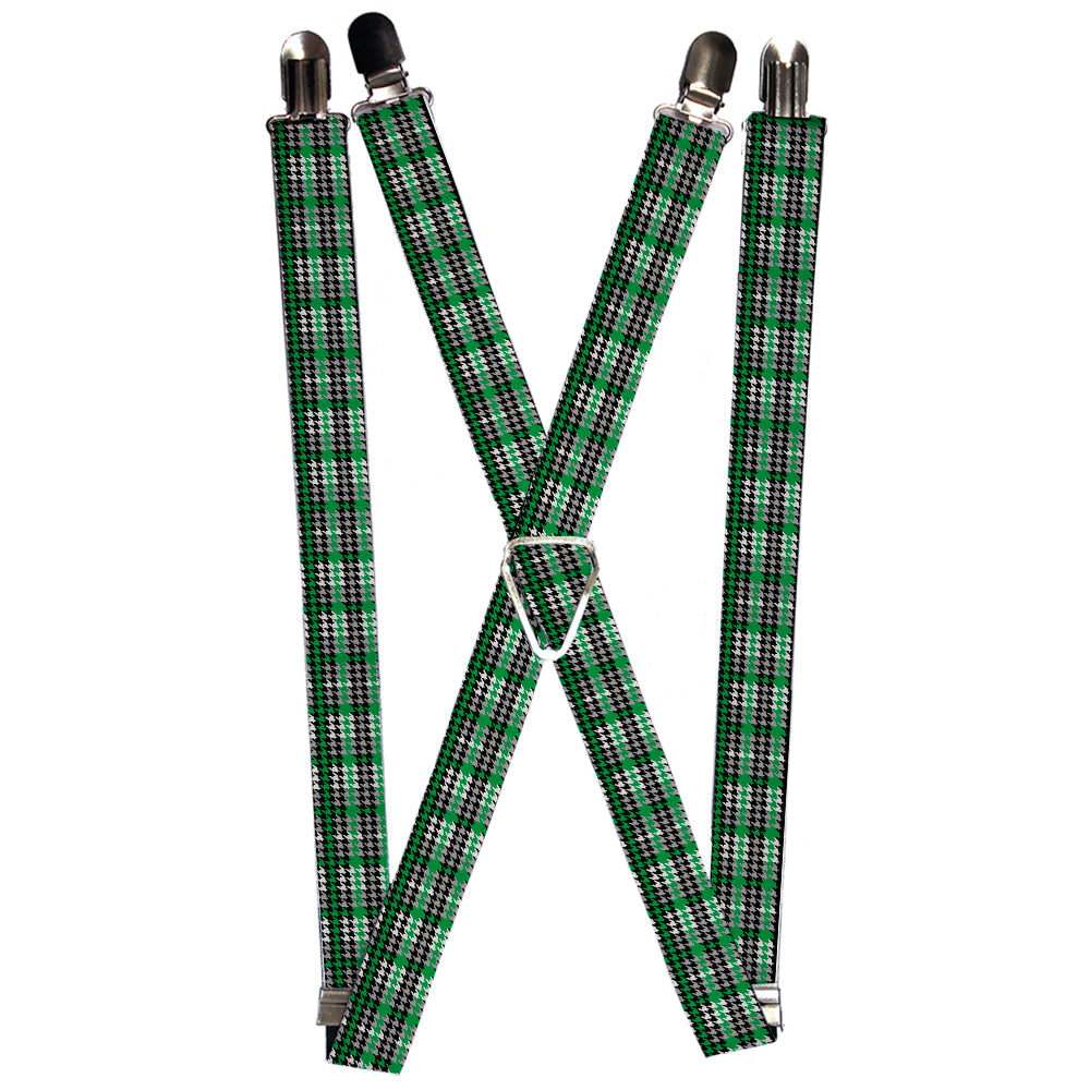 Suspenders - Mini Houndstooth Green/Black/Gray Suspenders Buckle-Down
