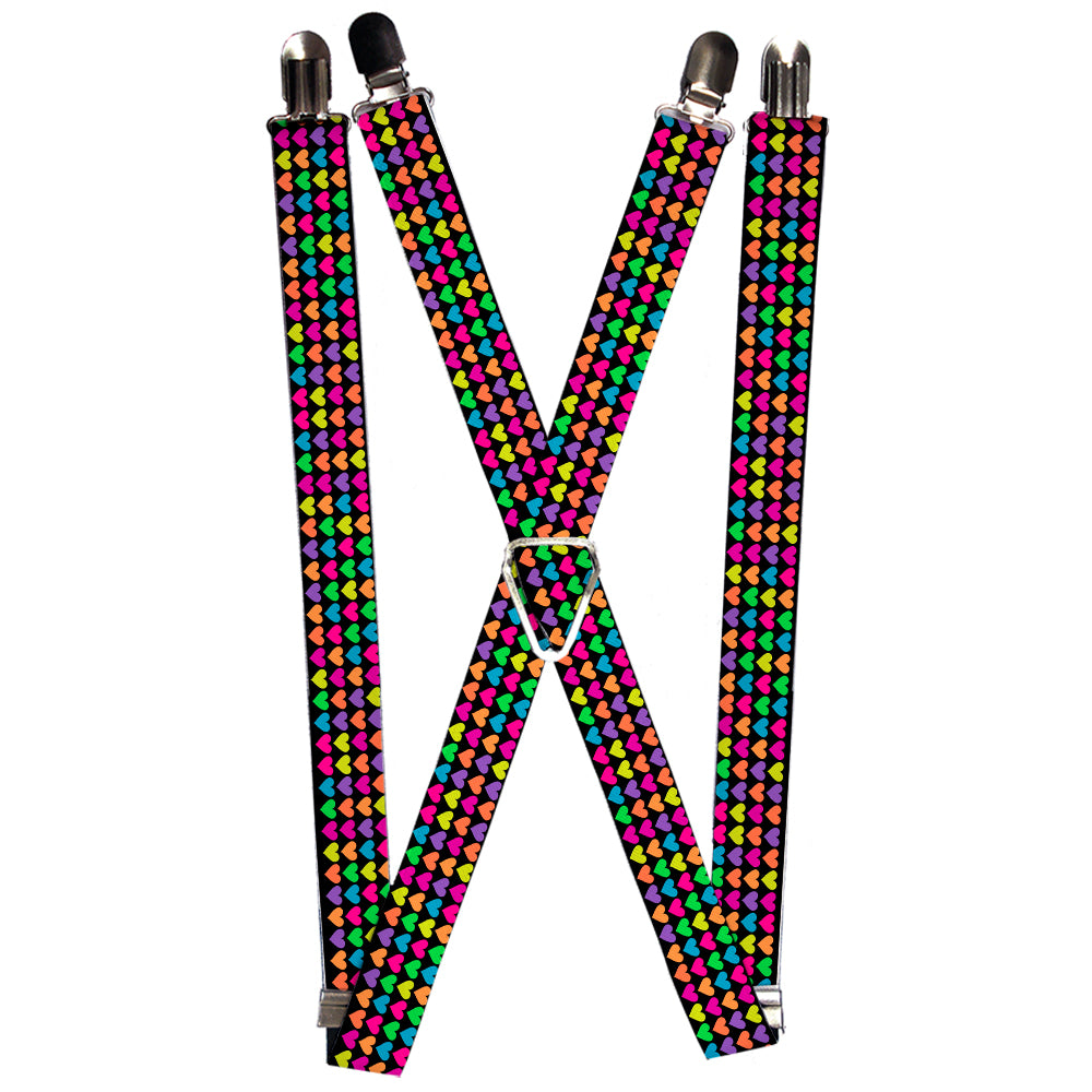 Suspenders - Mini Hearts Black/Multi Neon Suspenders Buckle-Down