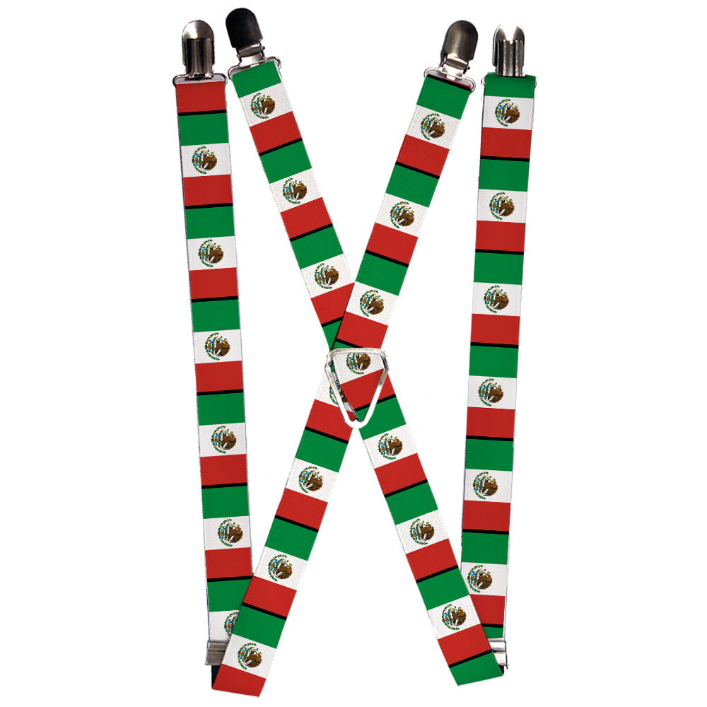Suspenders - Mexico Flags Suspenders Buckle-Down 1.0-Inch Wide Regular