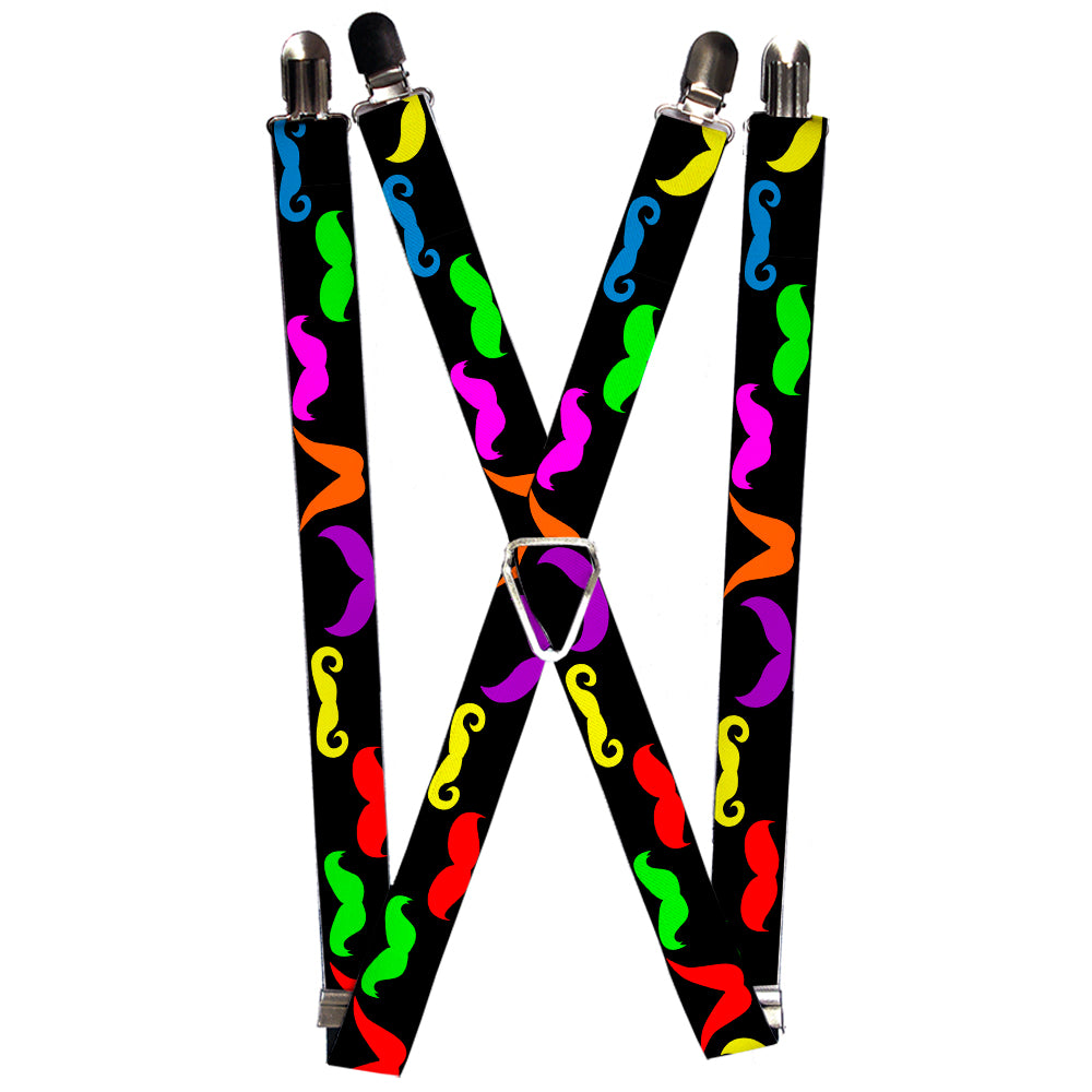 Suspenders - Mustaches Black/Multi Color Suspenders Buckle-Down 1.0-Inch Wide Regular