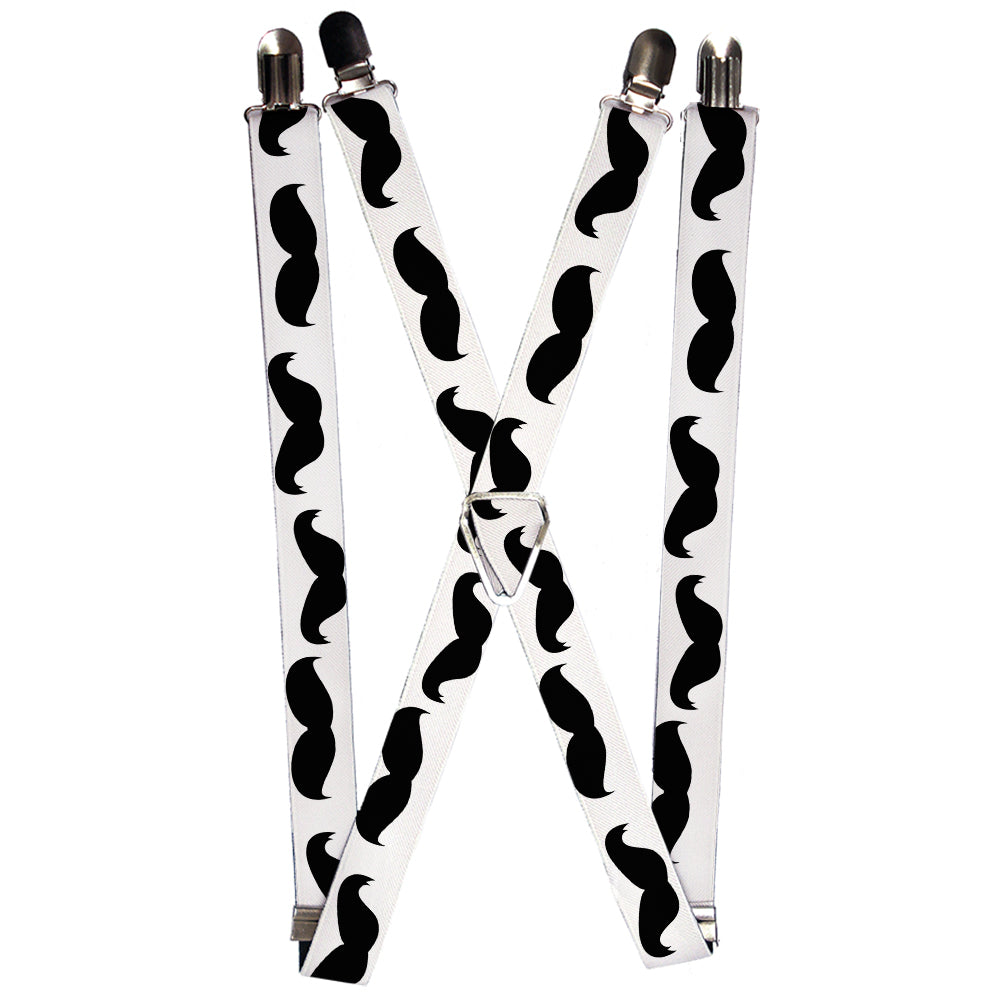 Suspenders - Mustaches White/Black Suspenders Buckle-Down 1.0-Inch Wide Regular
