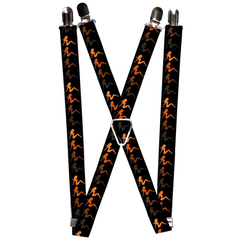 Suspenders - Mud Flap Girl Repeat Black/Orange Fade Suspenders Buckle-Down 1.0-Inch Wide Regular