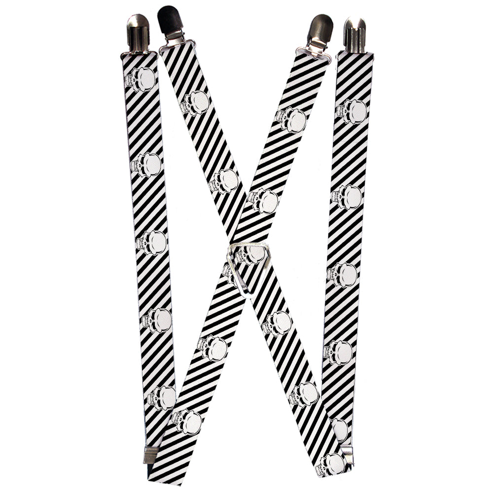 Suspenders - Metal Skull Black/White Suspenders Buckle-Down 1.0-Inch Wide Regular