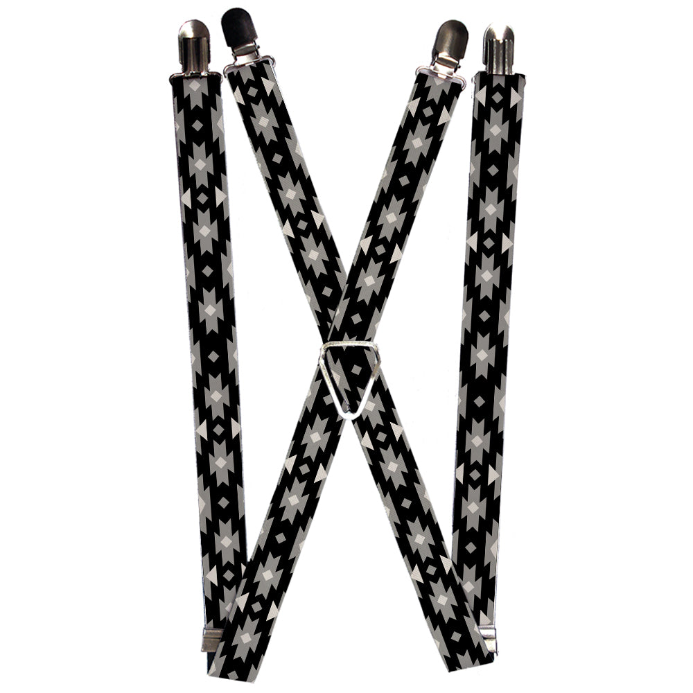 Suspenders - Navajo Gray/Black/Gray/White Suspenders Buckle-Down 1.0-Inch Wide Regular