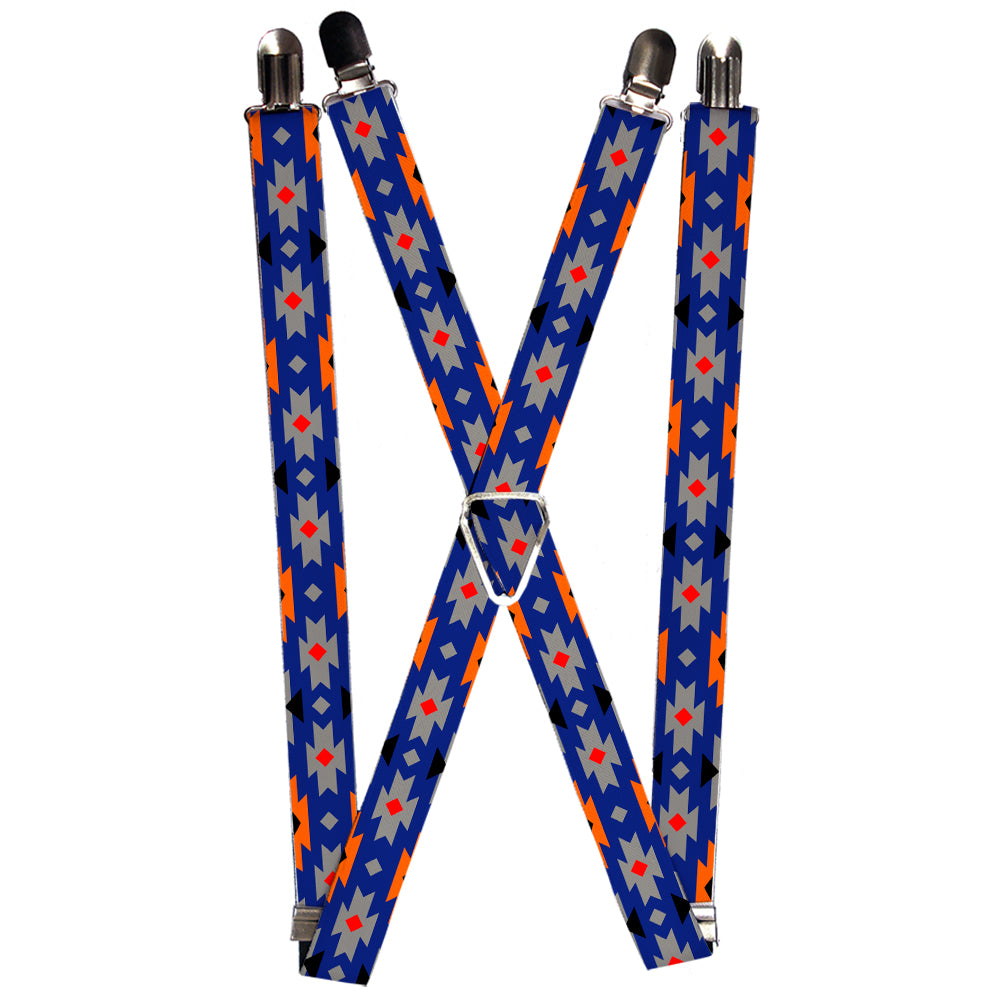Suspenders - Navajo Gray/Blue/Orange/Black Suspenders Buckle-Down 1.0-Inch Wide Regular