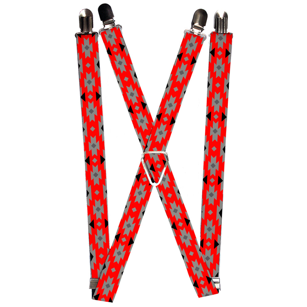 Suspenders - Navajo Gray/Red/Gray/Black Suspenders Buckle-Down 1.0-Inch Wide Regular