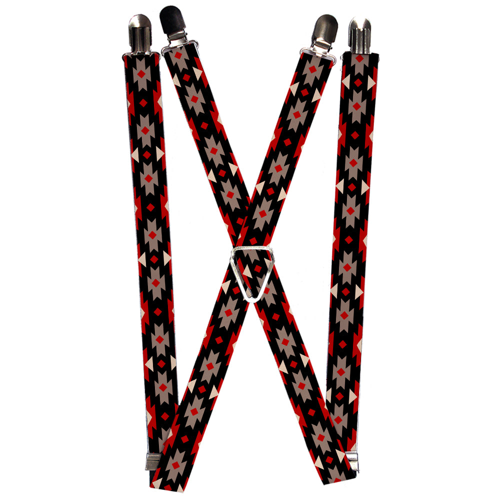 Suspenders - Navajo Red/Black/Gray/Red Suspenders Buckle-Down