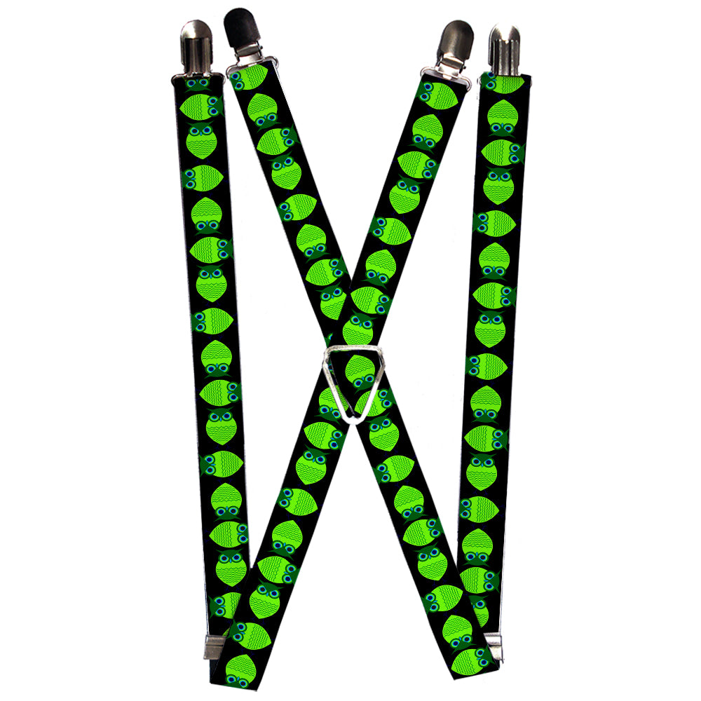 Suspenders - Owls Spin Black/Green Suspenders Buckle-Down 1.0-Inch Wide Regular