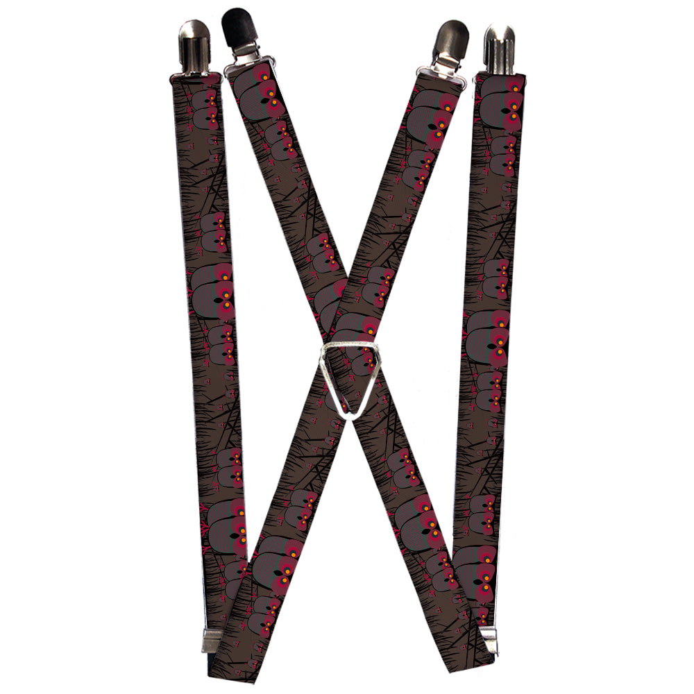 Suspenders - Owls in Trees Purple Suspenders Buckle-Down