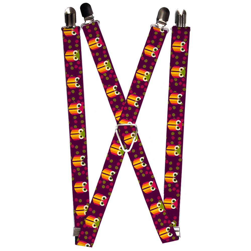 Suspenders - Owls Striped w/Swirls Purple Suspenders Buckle-Down 1.0-Inch Wide Regular