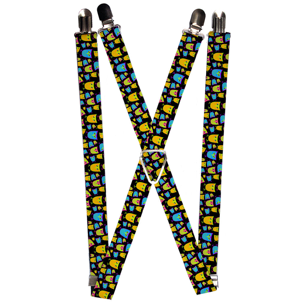 Suspenders - Owls Black/Multi Neon Suspenders Buckle-Down 1.0-Inch Wide Regular