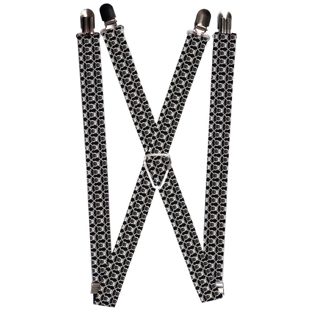 Suspenders - Owls Monogram Black/White Suspenders Buckle-Down 1.0-Inch Wide Regular