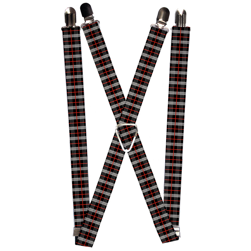 Suspenders - Plaid Black/Red Suspenders Buckle-Down 1.0-Inch Wide Regular