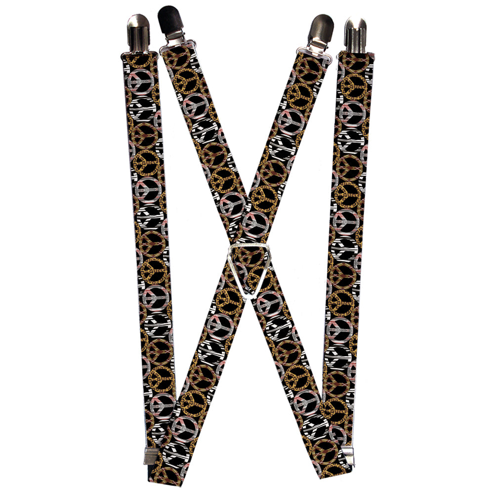 Suspenders - Peace Black/Animal Prints Suspenders Buckle-Down 1.0-Inch Wide Regular