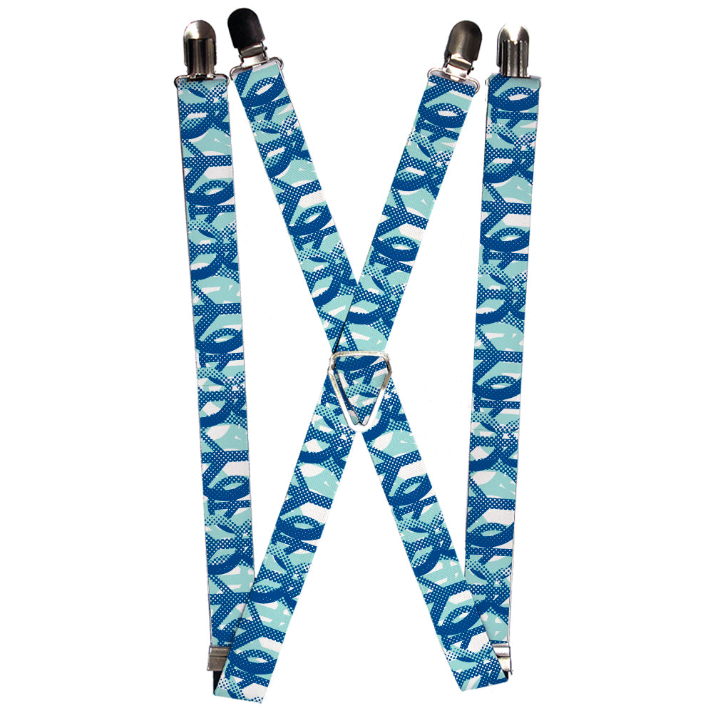 Suspenders - Peace Dots White/Blue Suspenders Buckle-Down 1.0-Inch Wide Regular