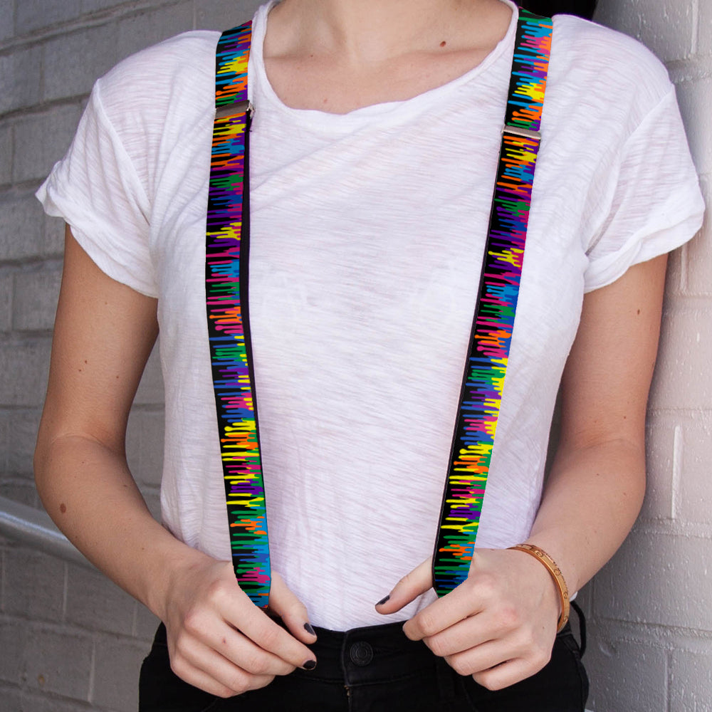 Suspenders - Paint Drips Black/Multi Neon Suspenders Buckle-Down