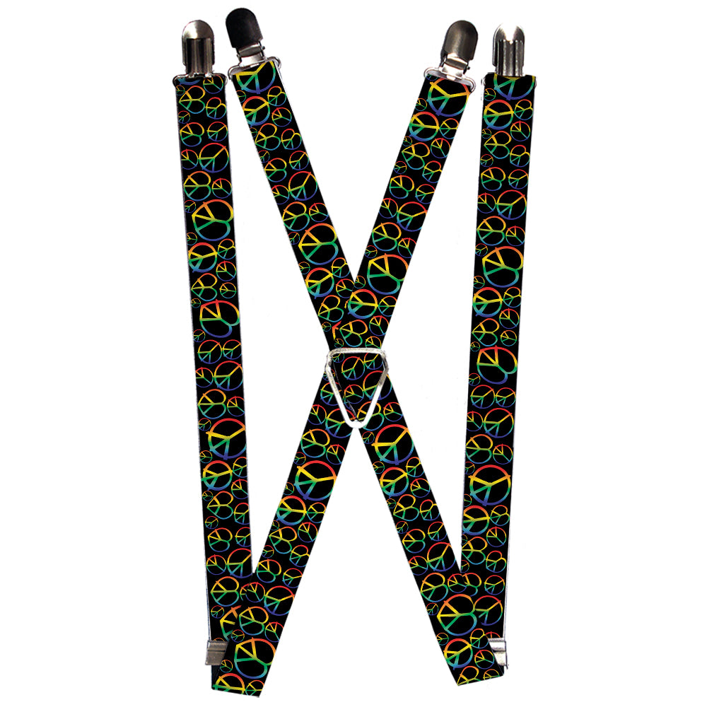 Suspenders - Peace Heart Black/Rainbow Ombre Suspenders Buckle-Down