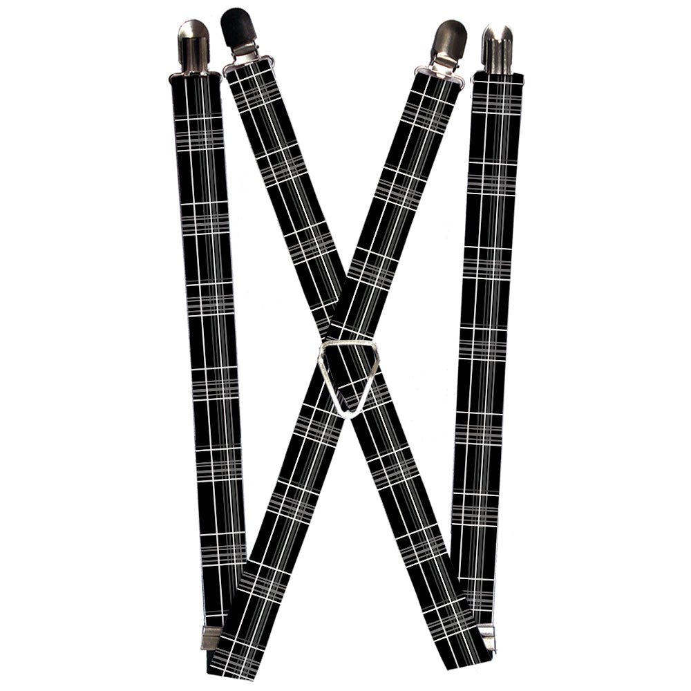 Suspenders - Plaid Black/Gray Suspenders Buckle-Down 1.0-Inch Wide Regular