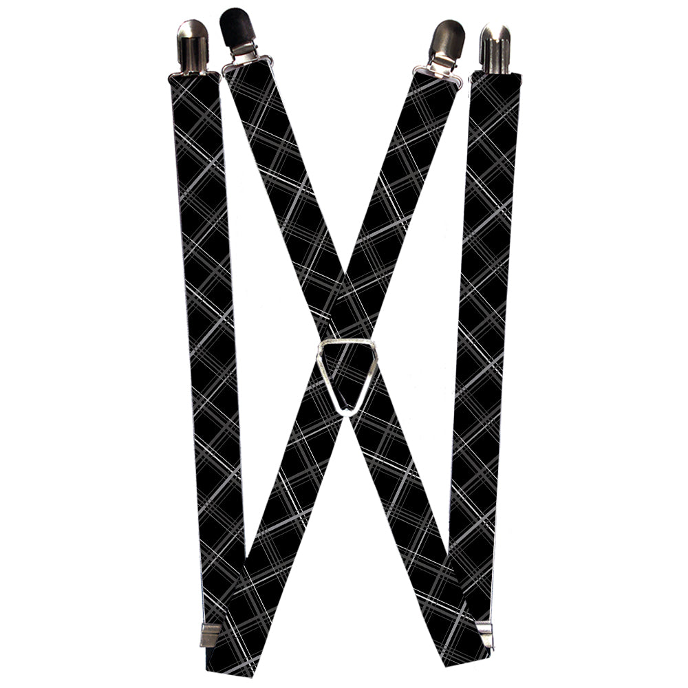 Suspenders - Plaid X Black/Gray Suspenders Buckle-Down 1.0-Inch Wide Regular